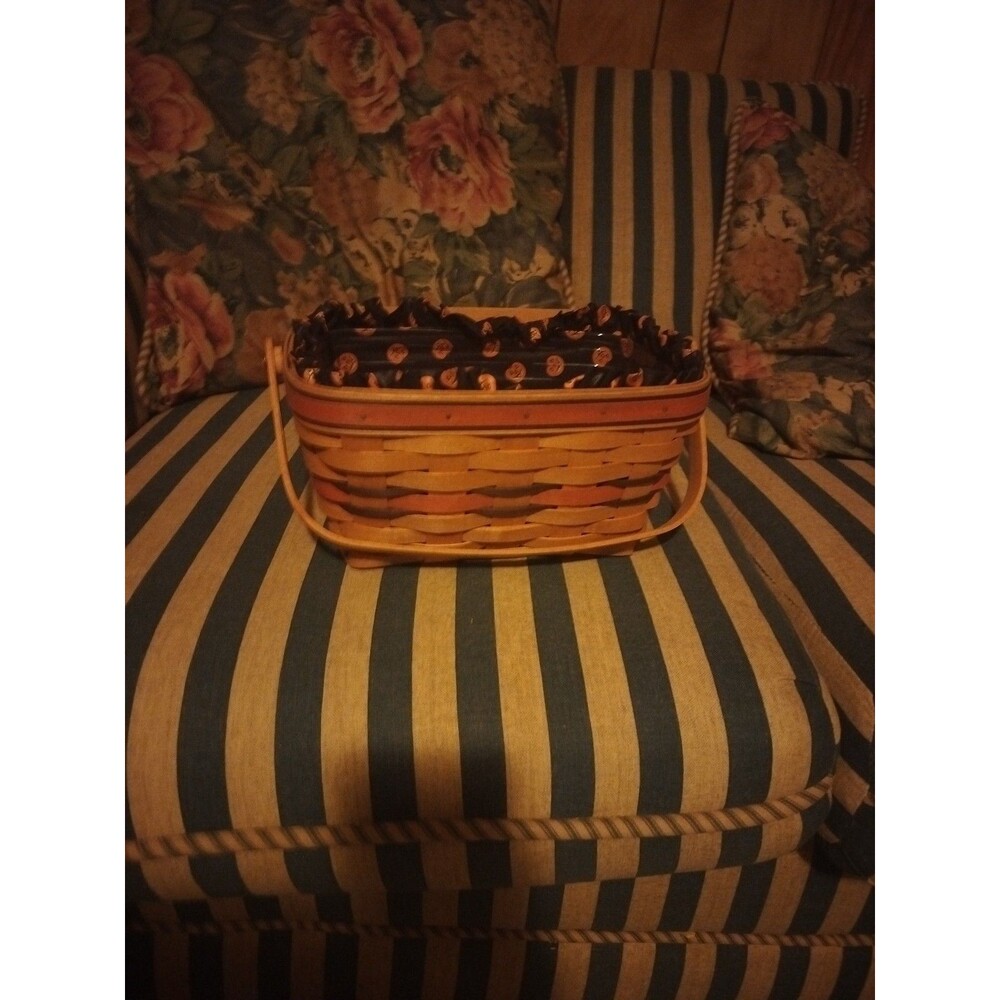 1994 Longaberger Halloween Boo Basket Pumpkin Liner Protector EUC